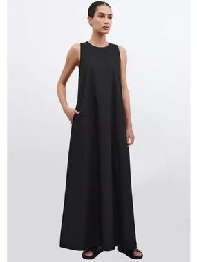 Marcella Women's Gracie A-Line Black Maxi Dress Side Medium NWT 🖤